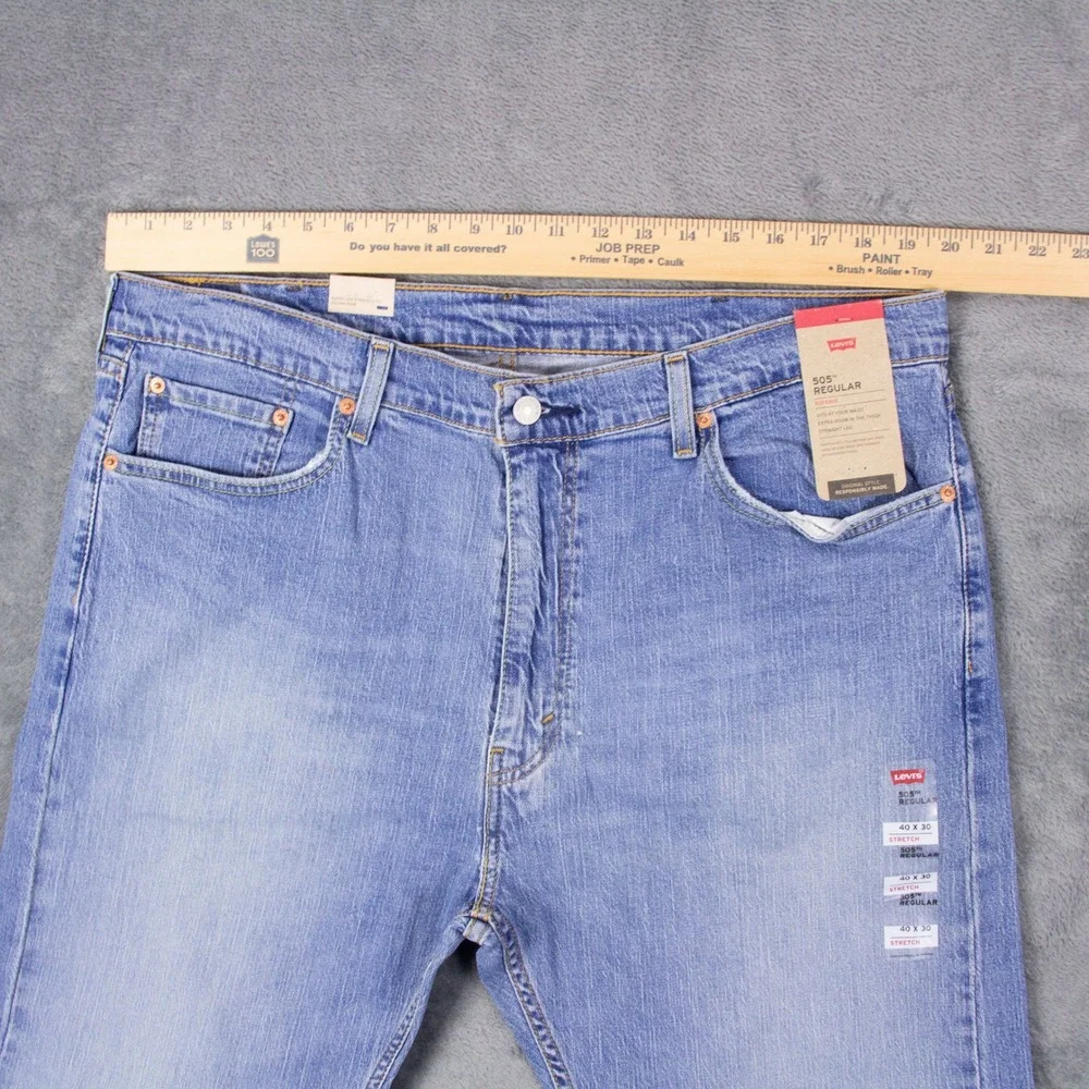 NWT Levis 505 Regular Fit Straight Leg Stretch Jeans Blue 40x30 00505-2378